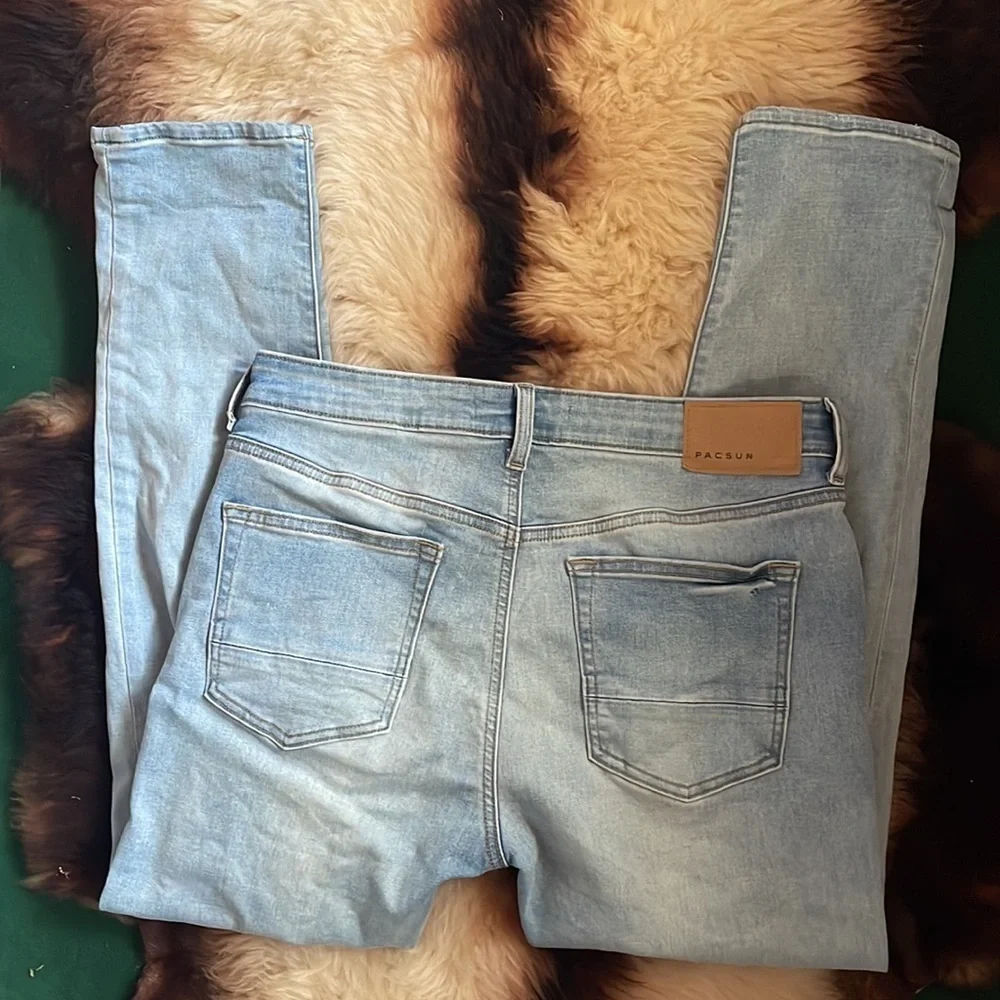 Pacsun Light‎ Wash Slim Taper Distressed Jeans